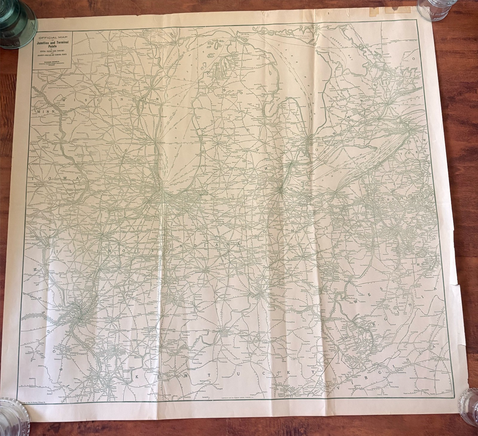 1923 Eugene Morris Railroad Map Central Frieight Assoc Junction Terminal Points