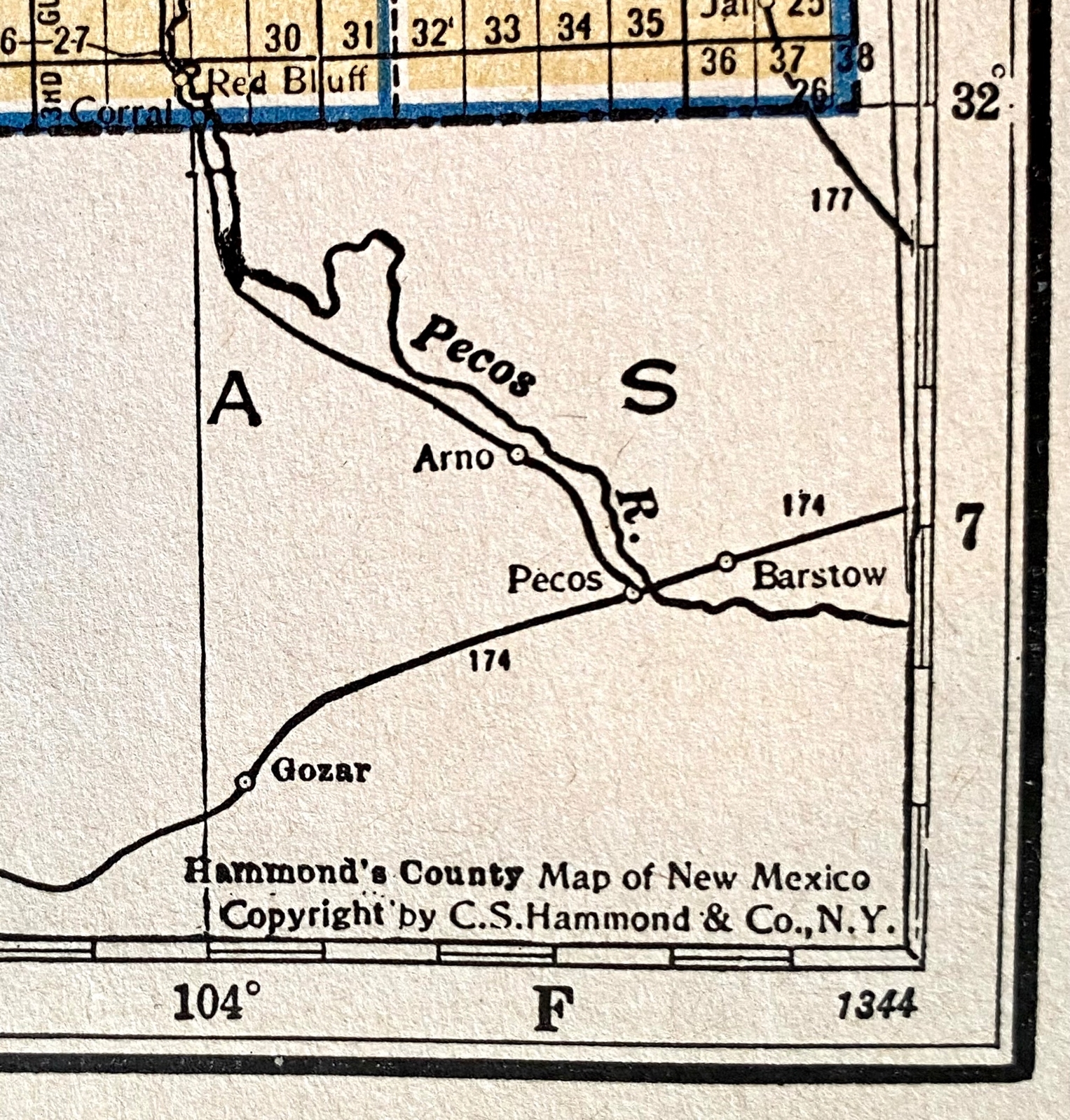 NEW MEXICO & NEW JERSEY c 1935 County & Railroad Maps. Hammond & Co. 9×12″