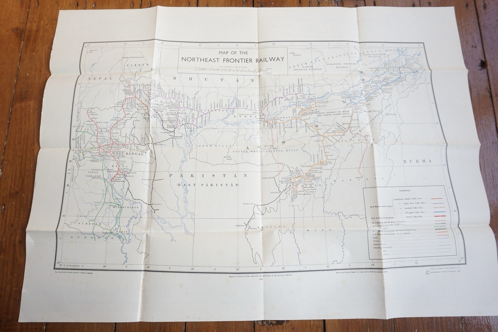 1960 India Large Railway Map Indian Double Sided