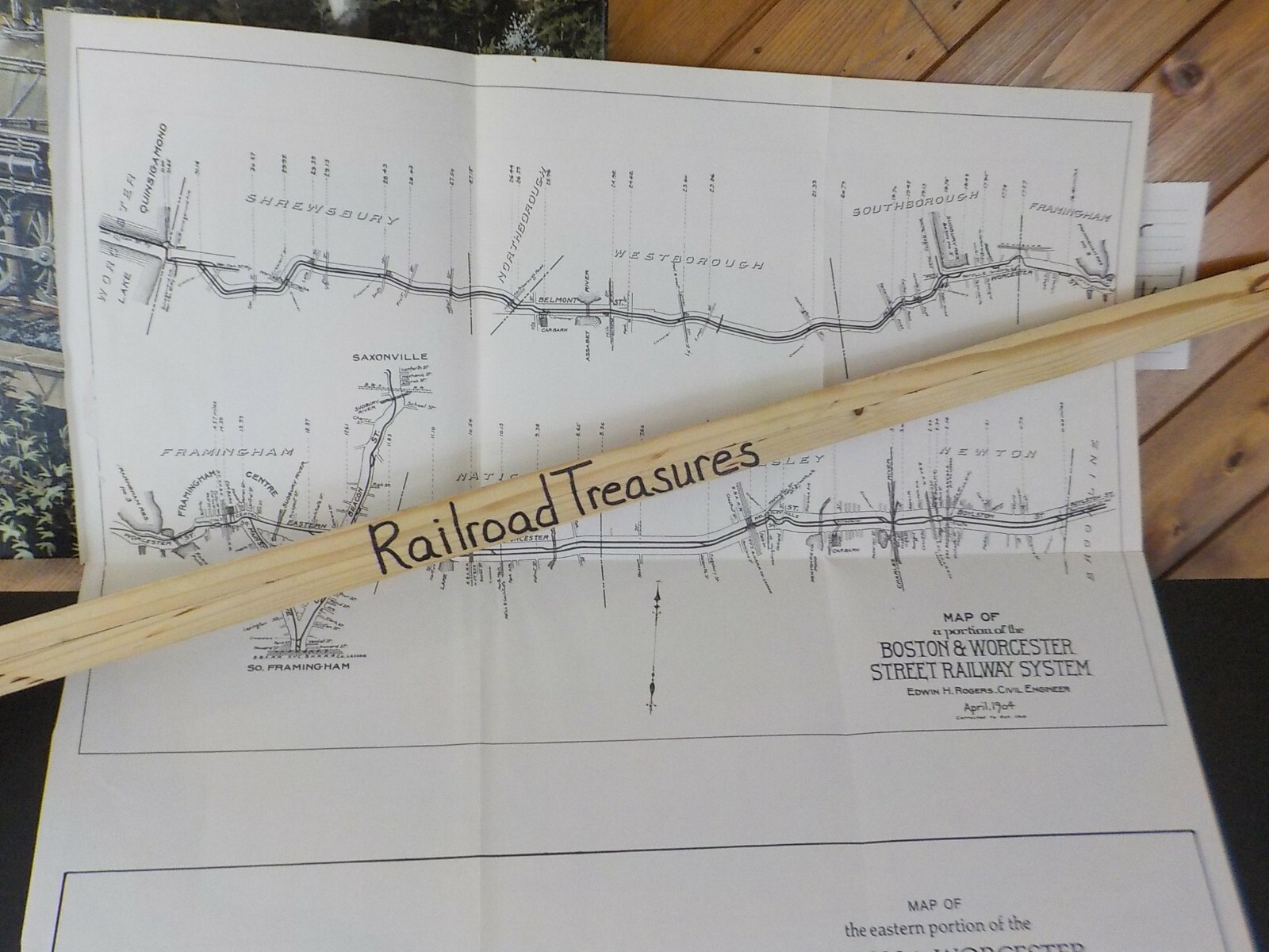 Map Boston & Worcester Street Railway System Reprint