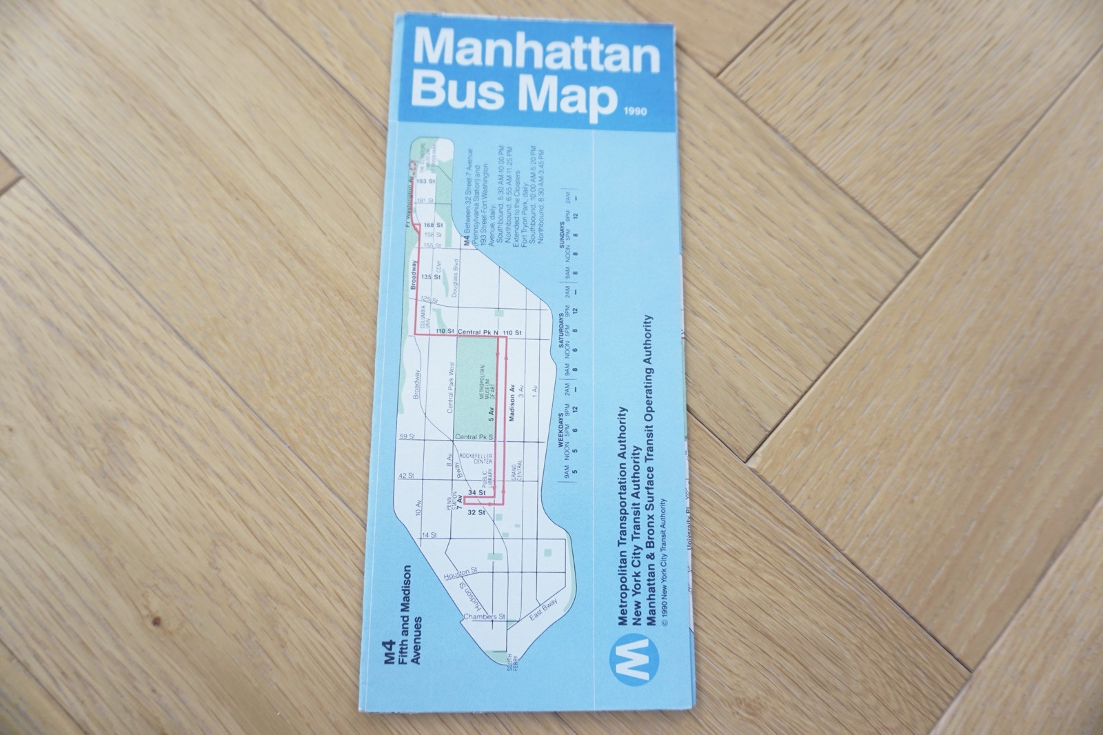 1990 Manhattan New York Bus Guide Bus Map VGC