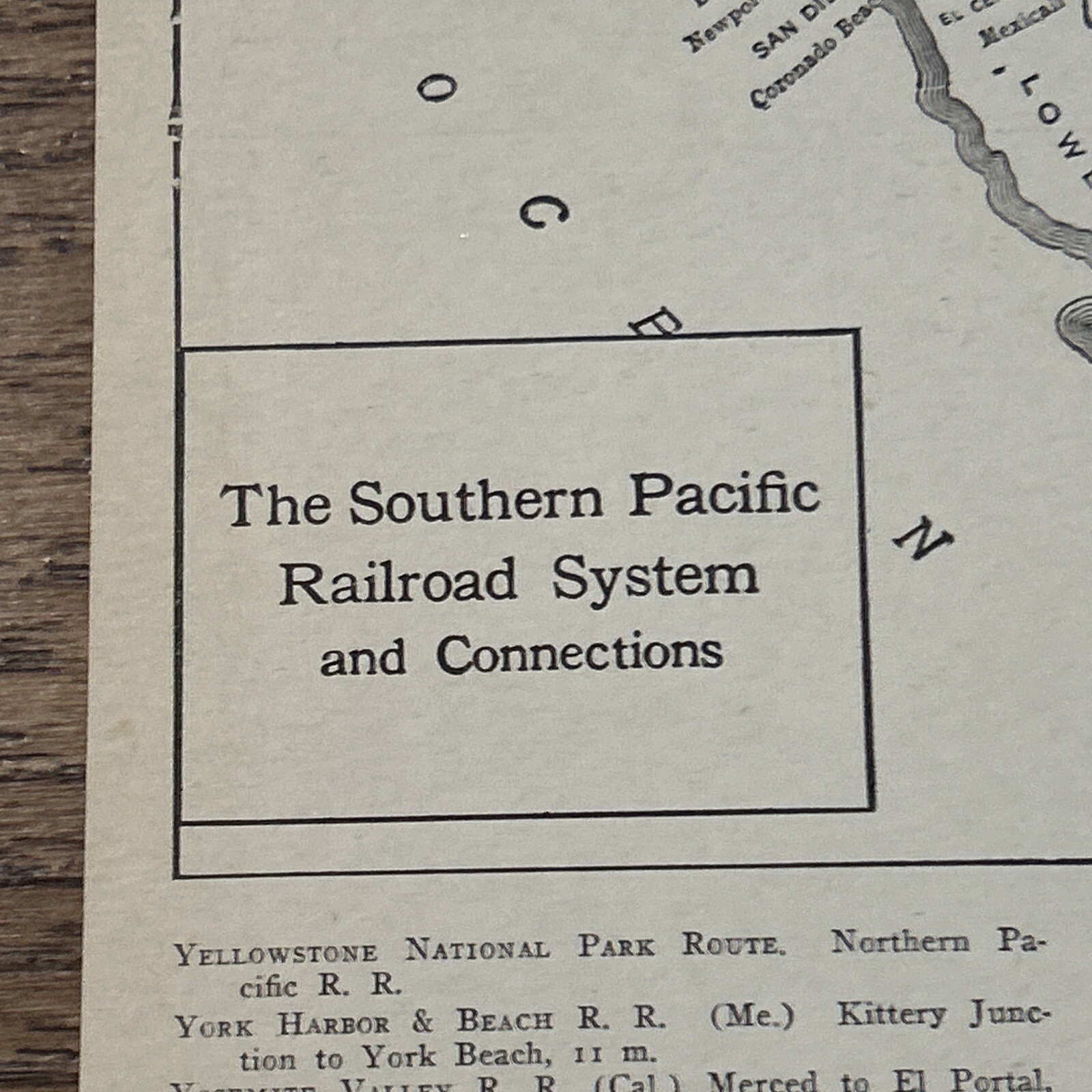Antique 1922 Map Of The Southern Pacific Railroad System 15”x11”