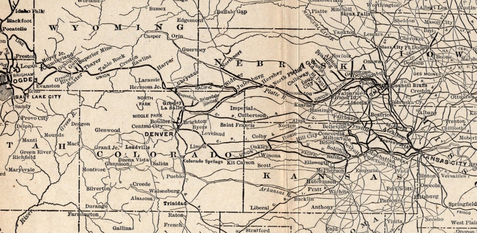 1912 Antique SOUTHERN PACIFIC Lines Railroad Map Vintage Railway Map #1967