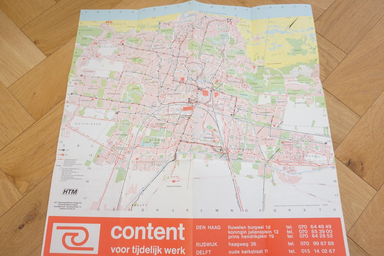1970s HTM Netherlands Railway Bus Tram Route Map