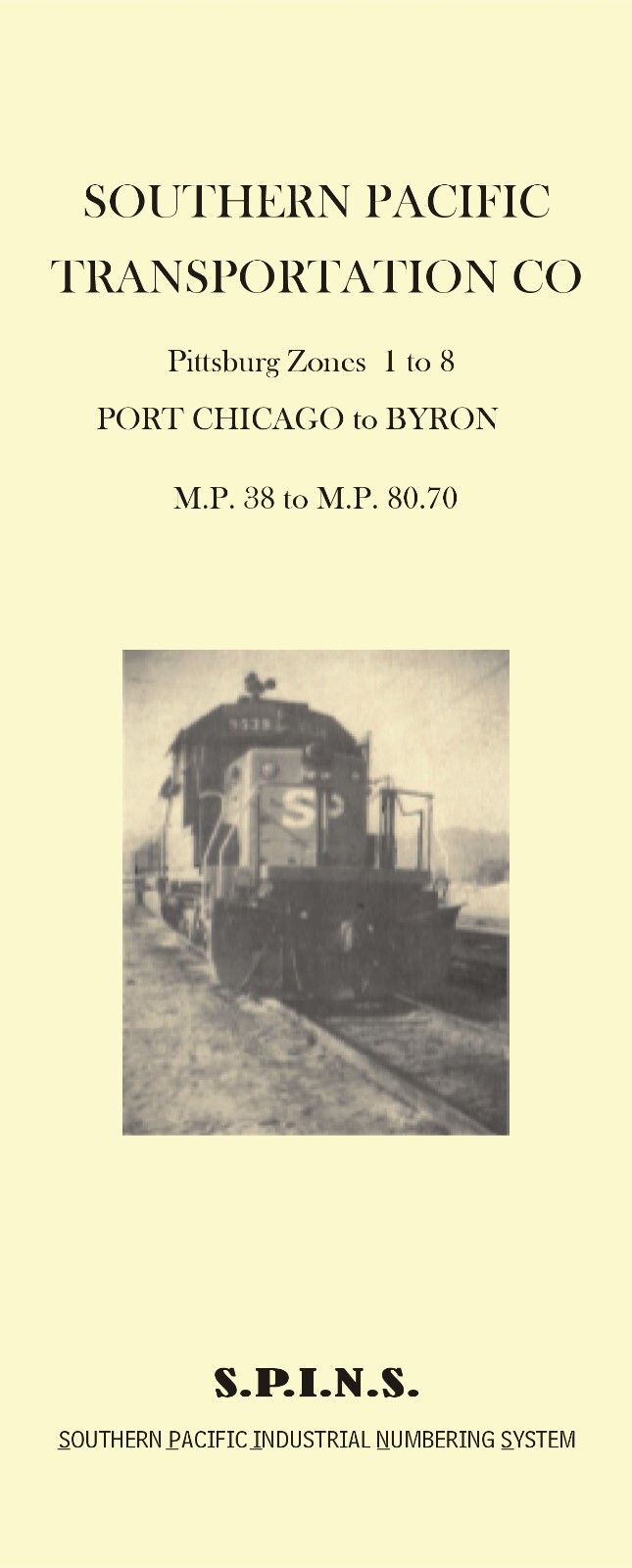 Southern Pacific RR 1971 Pittsburg Zones 1 to 8 SPINS PDF pages on DVD