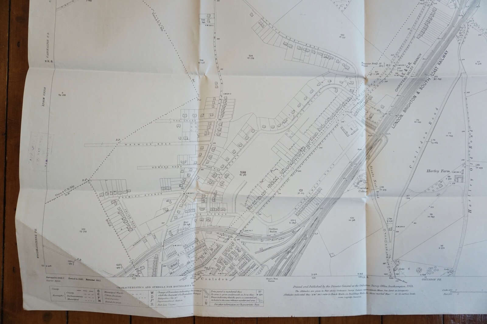 1913 SE&CR Chipstead Valley Branch LB&SCR Foxley Hill Railway OS Railway Map