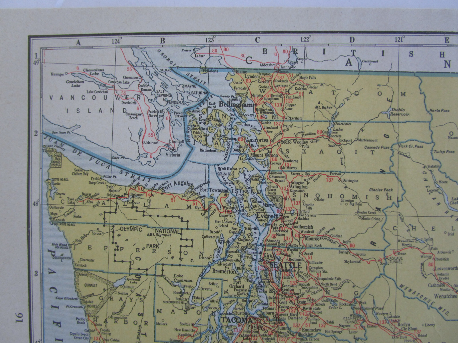 WV WA Vtg 1945 WEST VIRGINIA RAILROAD Map ROWLESBURG & SOUTHERN RR or WASHINGTON
