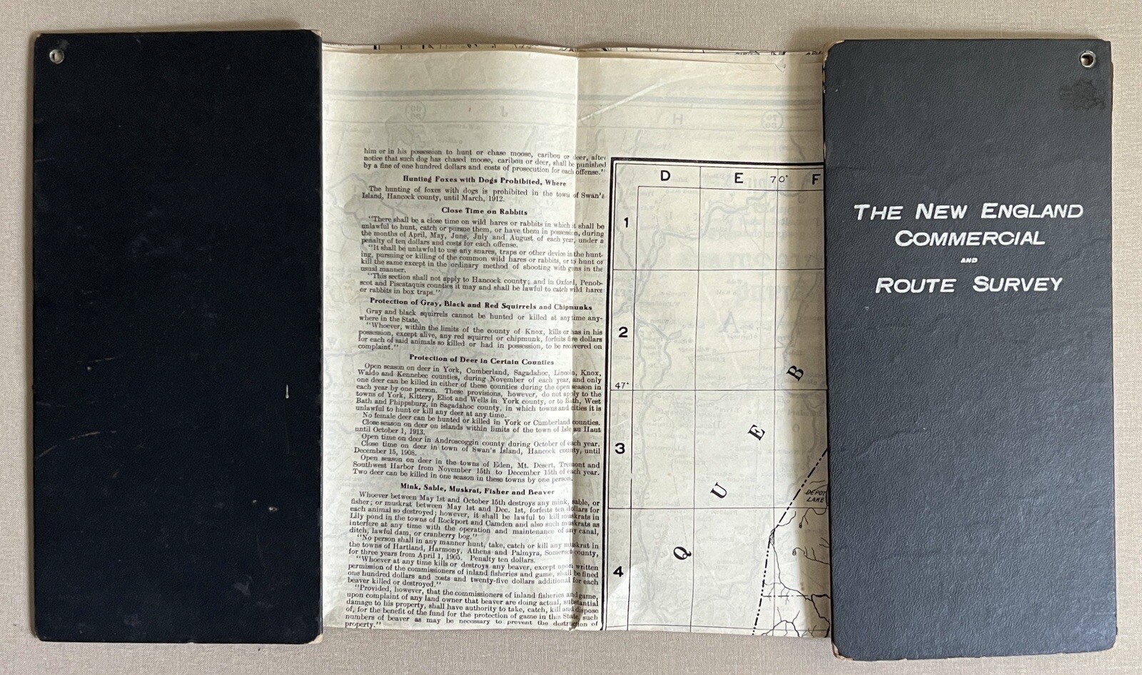 1910 NEW ENGLAND COMMERCIAL & ROUTE SURVEY MAP Towns Populations Rail Fishing