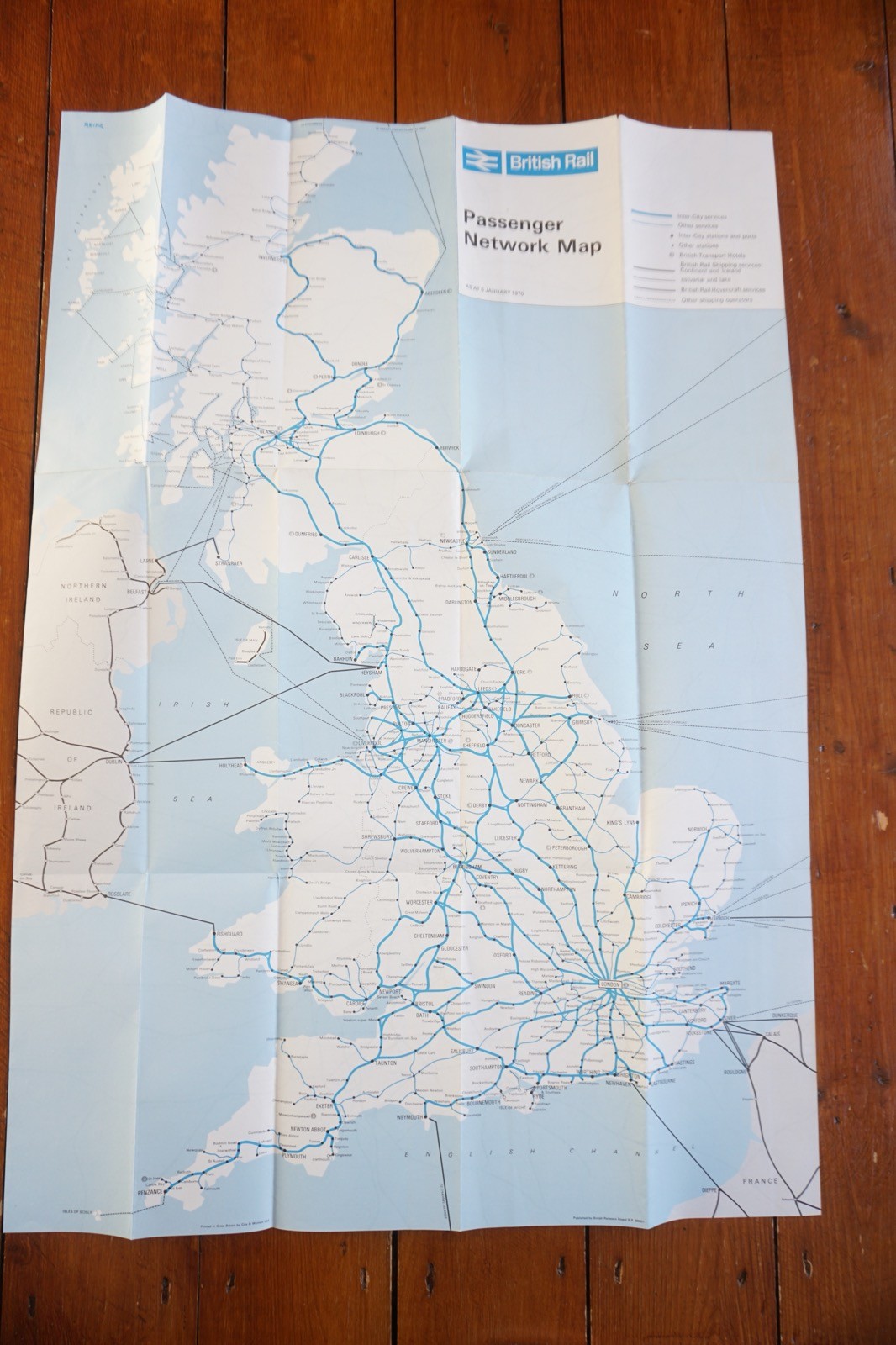 Jan 1970 British Rail Passenger Network Railway Map London Midland Region