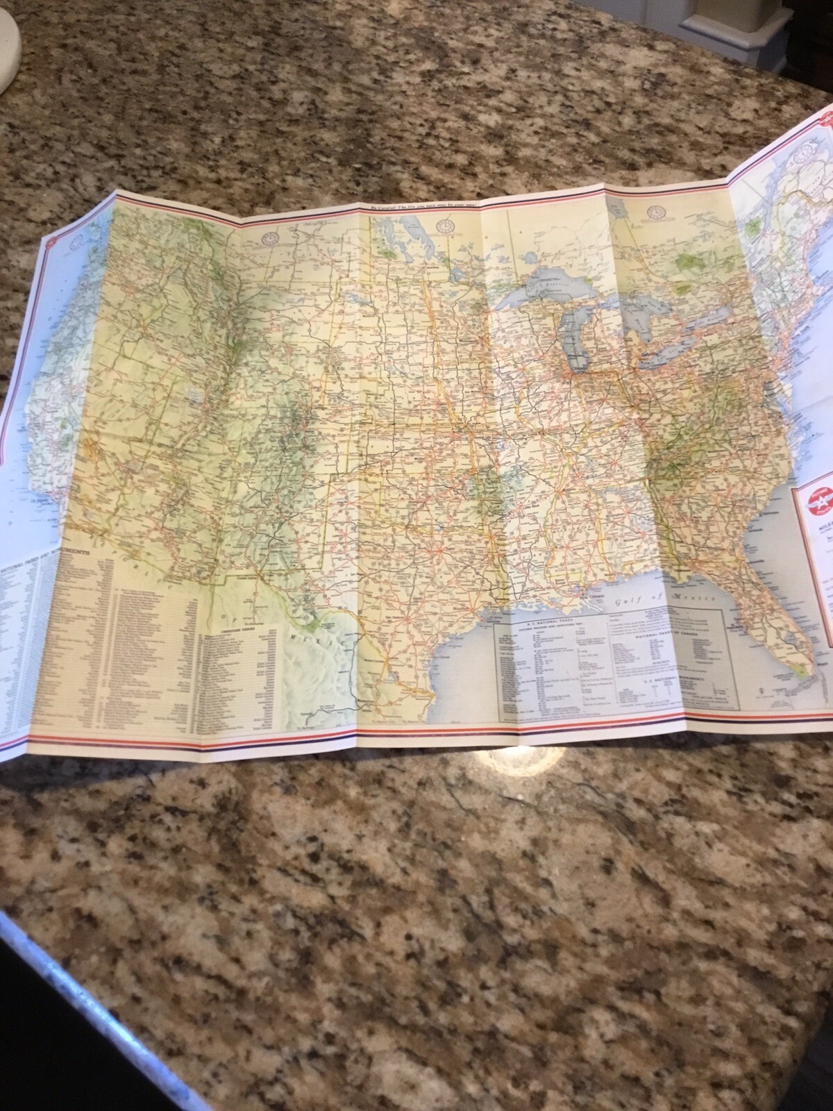 Flying A1957 RARE Map of the United States Great Shape Ships Free