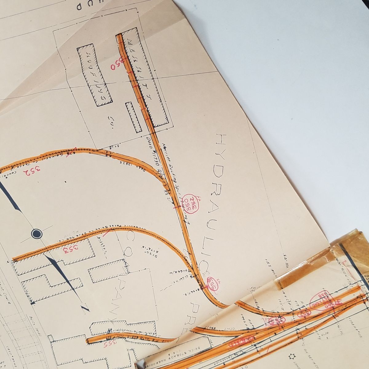 Vtg 1942 Frisco Railroad St Louis Terminal Huge Wall Map 87.5×30 1940s WWII Era