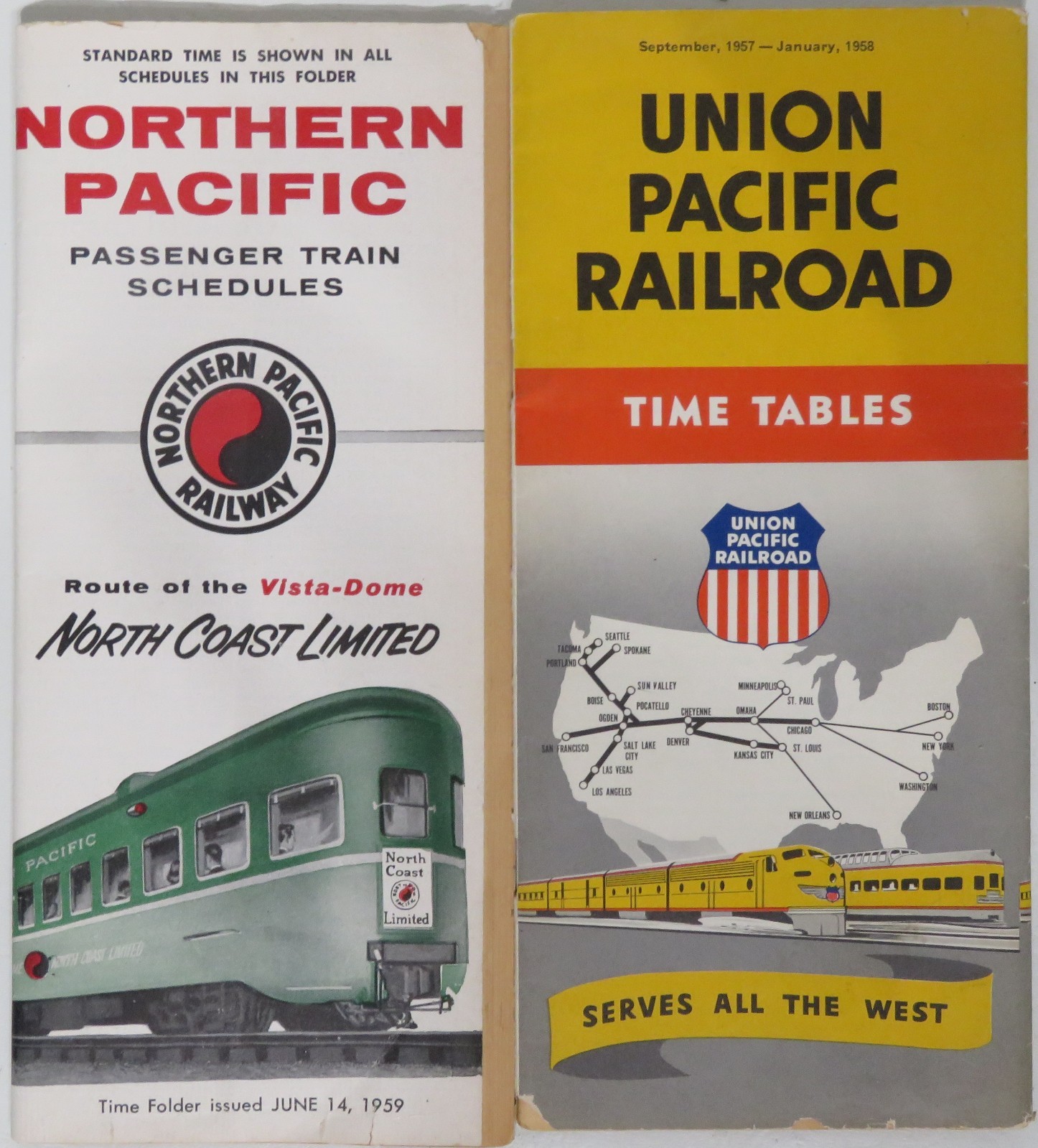 Railroad Maps & Timetables 1958 / 1959 Northern & Union Pacific Railroad