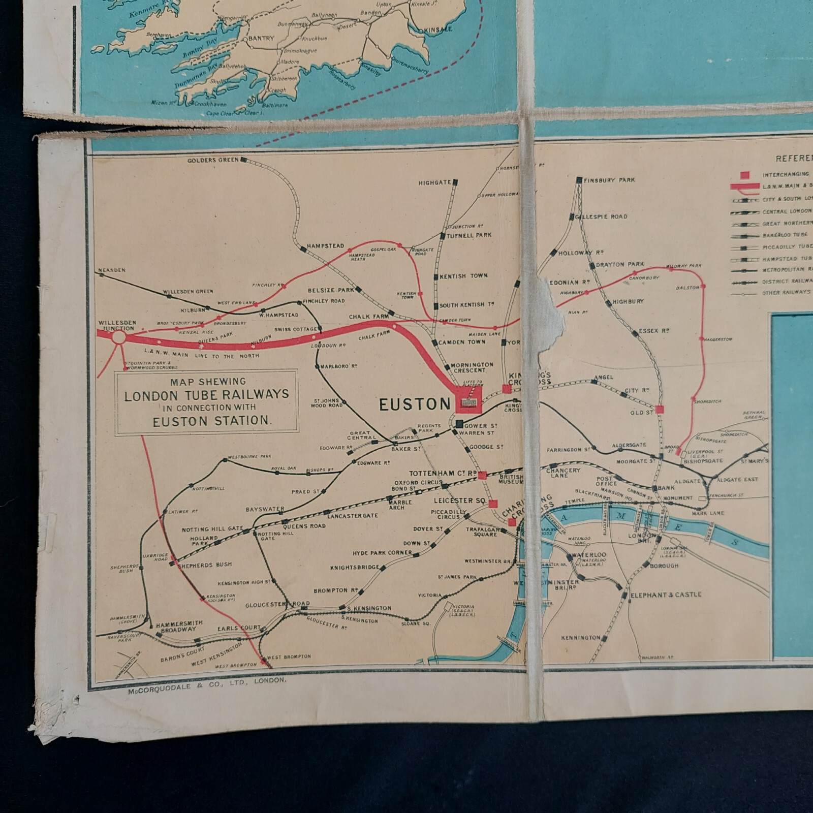 L&NWR LONDON & NORTH WESTERN RAILWAY Co MAP OF THE BRITISH ISLES c1910 ORIGINAL