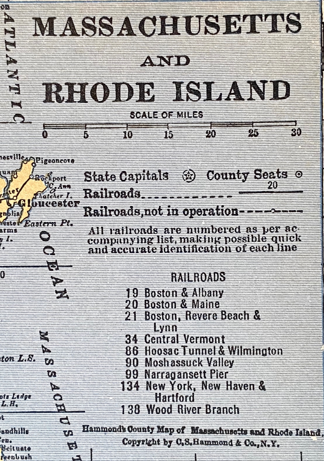 RHODE ISLAND, MASSACHUSETTS, MARYLAND & DELAWARE 1935 Railroad Maps. Hammond