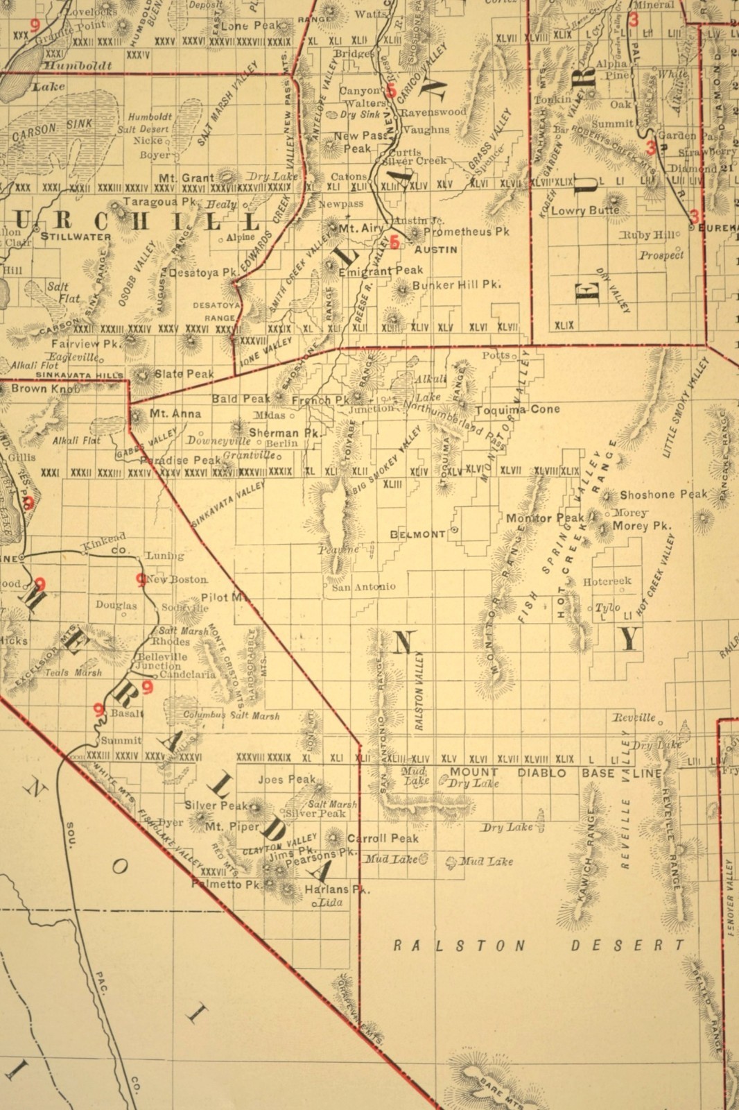 1901 Antique Nevada Railroad Map Southern Pacific Railroad Large Atlas Map DATED
