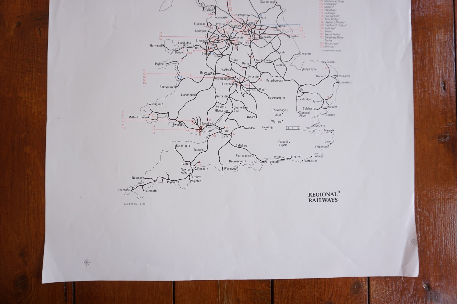 1990 Regional Railway Map Poster All Stations Opened Closed Since 1982