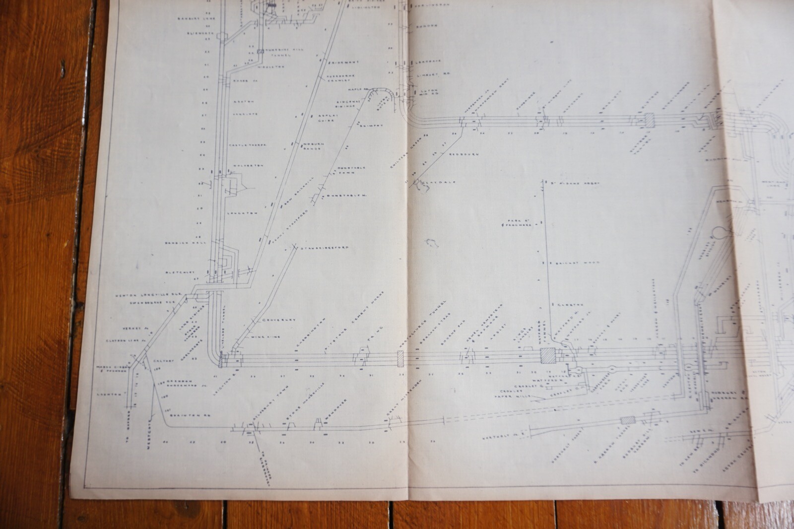 c1960s Watford Running Lines Division Linen Track Route Plan Railway Map
