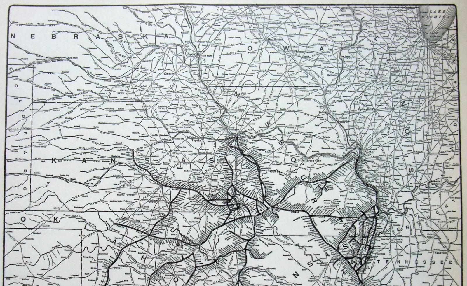 St Louis San Francisco Railway – Original 1929 Route Map. Vintage