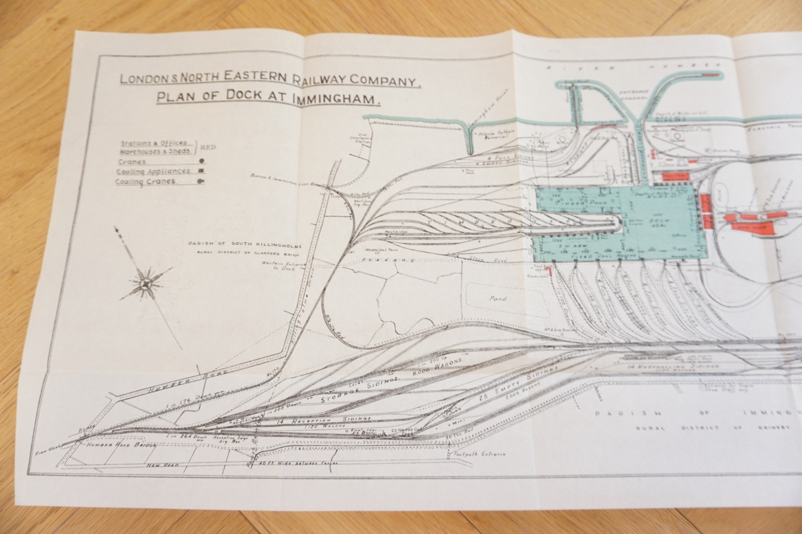 1929 LNER Immingham Docks Railway Plan Map