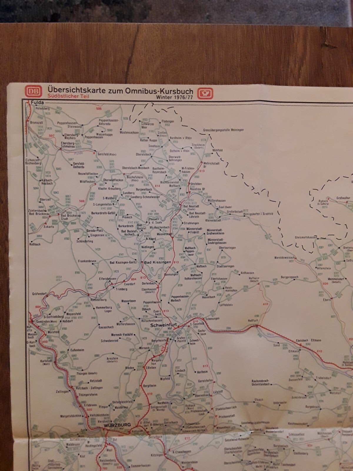 Germany – DB Railway And Bus Map 1976/77