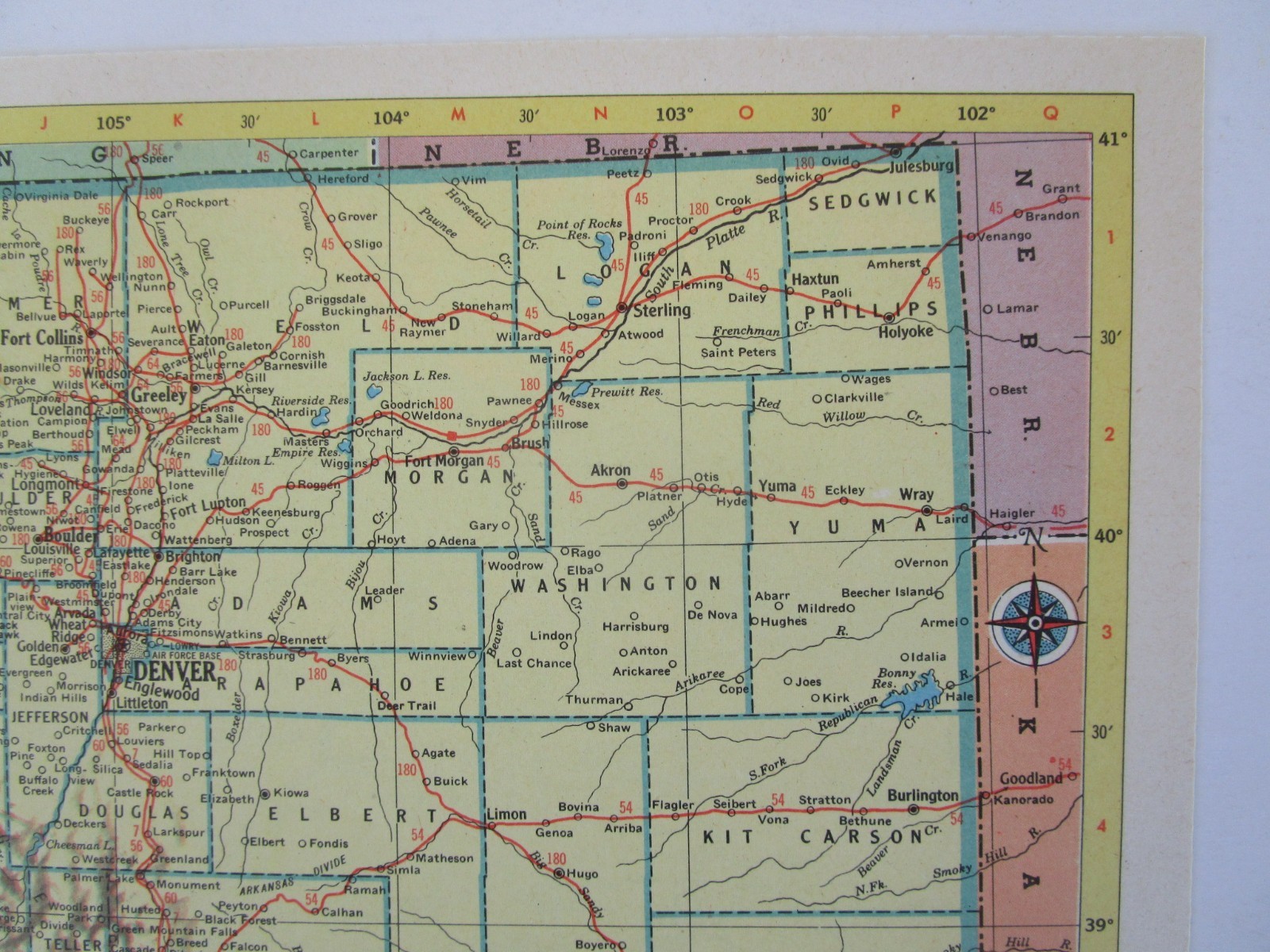 CO CT 1952 COLORADO TOPO RAILROAD Map SAN LUIS VALLEY CENTRAL RR or CONNECTICUT