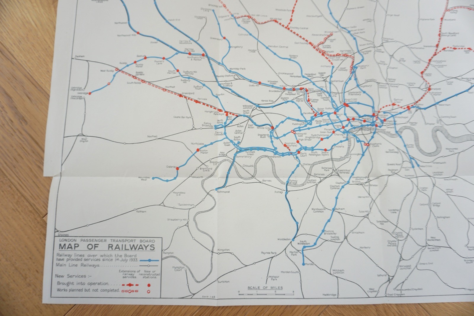1947 London Passenger Transport Board LPTB Railway Map