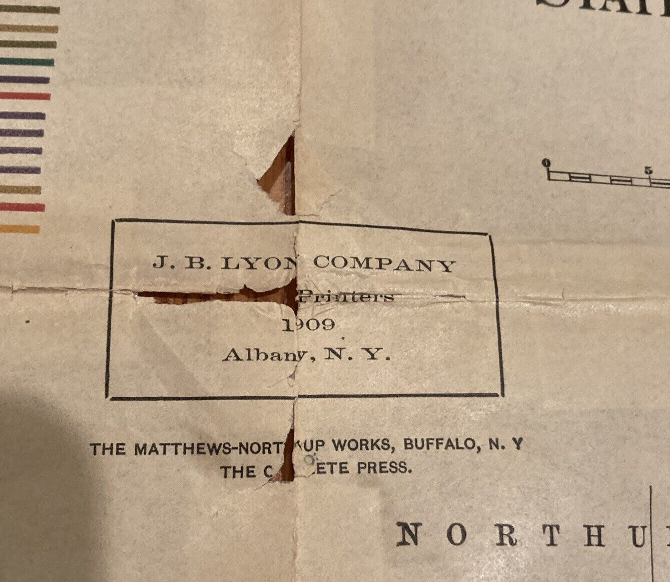 Original 1908 State of New York Electric Railroad Map 47.25″ x42″