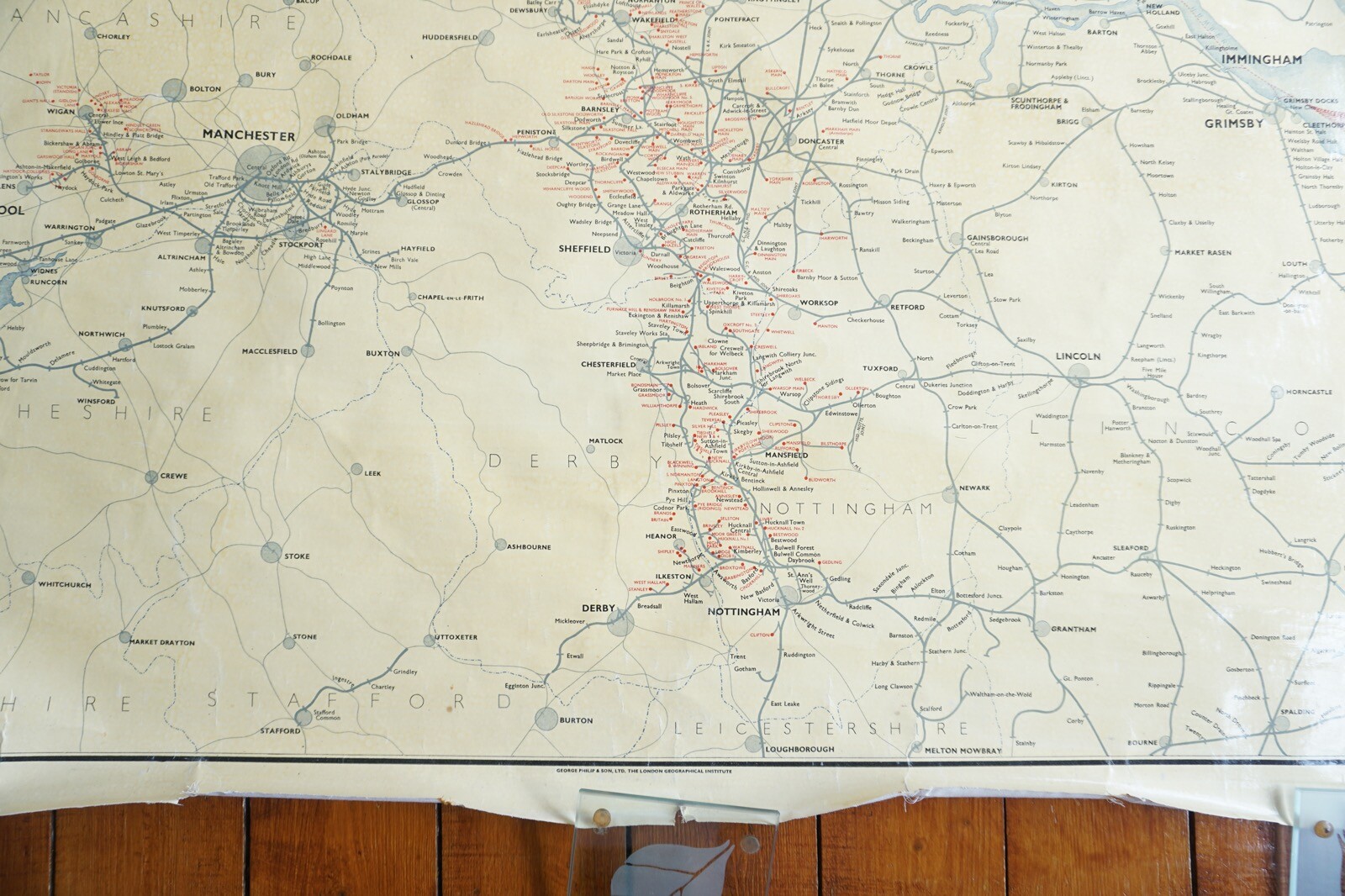 1936 LNER Collieries Railway Map Linen Backed for Display in Train Station