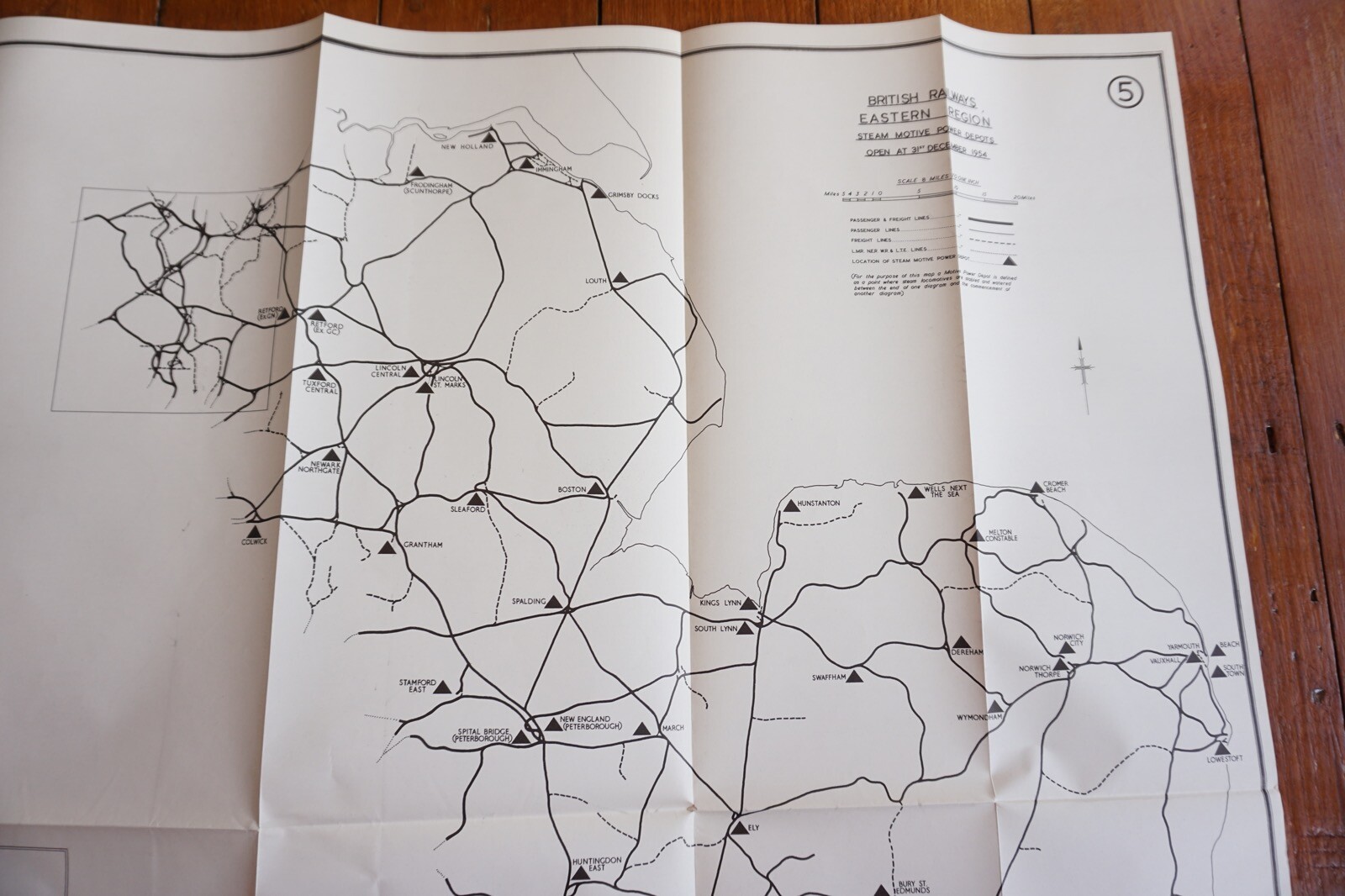 1958 Steam Motive Power Depots Open at 1954 Eastern Region Railway Map