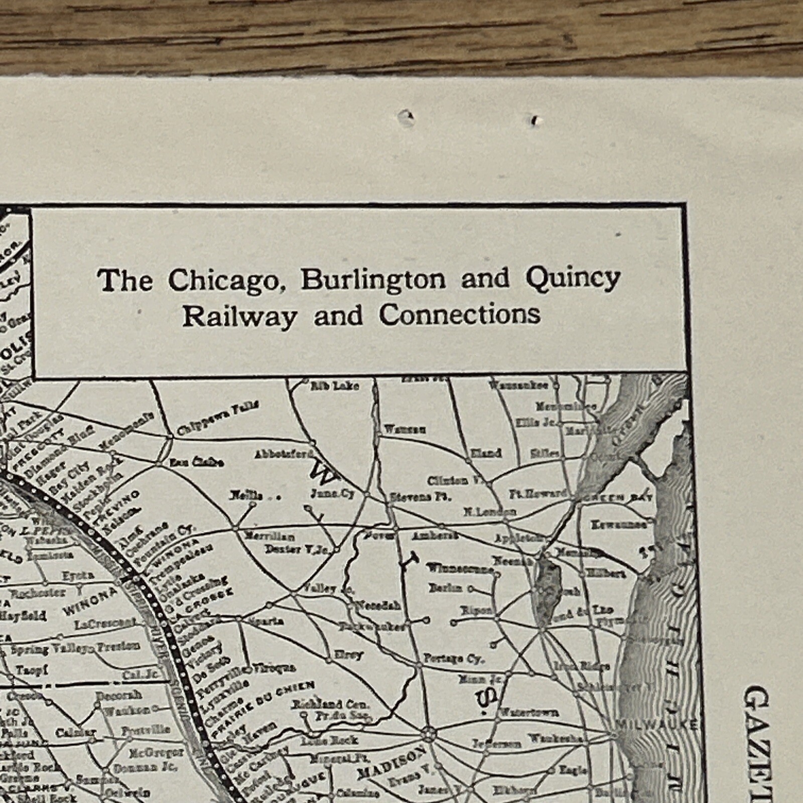 Antique 1917 Map Of The Chicago, Burlington & Quincy Railway System 15×11 Inches