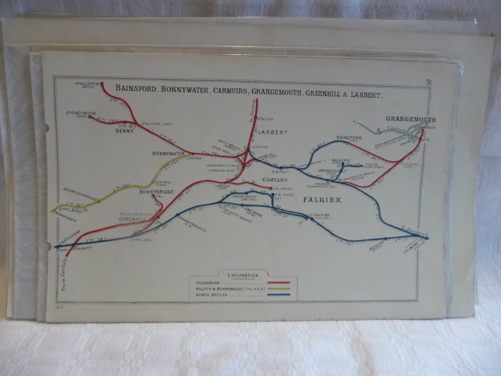 EA04 -0020- Railway Clearing House Map – Falkirk Grangemouth 1913