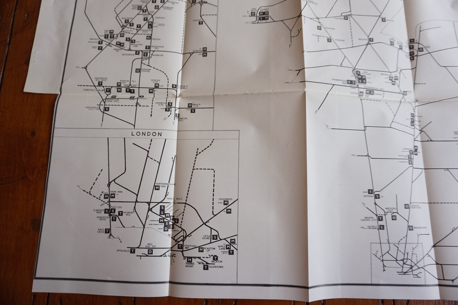 1958 Marshalling Yards Open at 1954 Eastern Region Railway Map