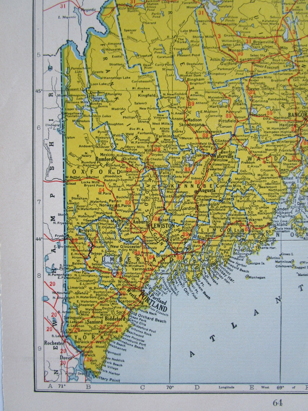 LA ME 1942 LOUISIANA RAILROAD Map OUACHITA & N’WSTRN RR ~or~ MAINE. MONSON RR