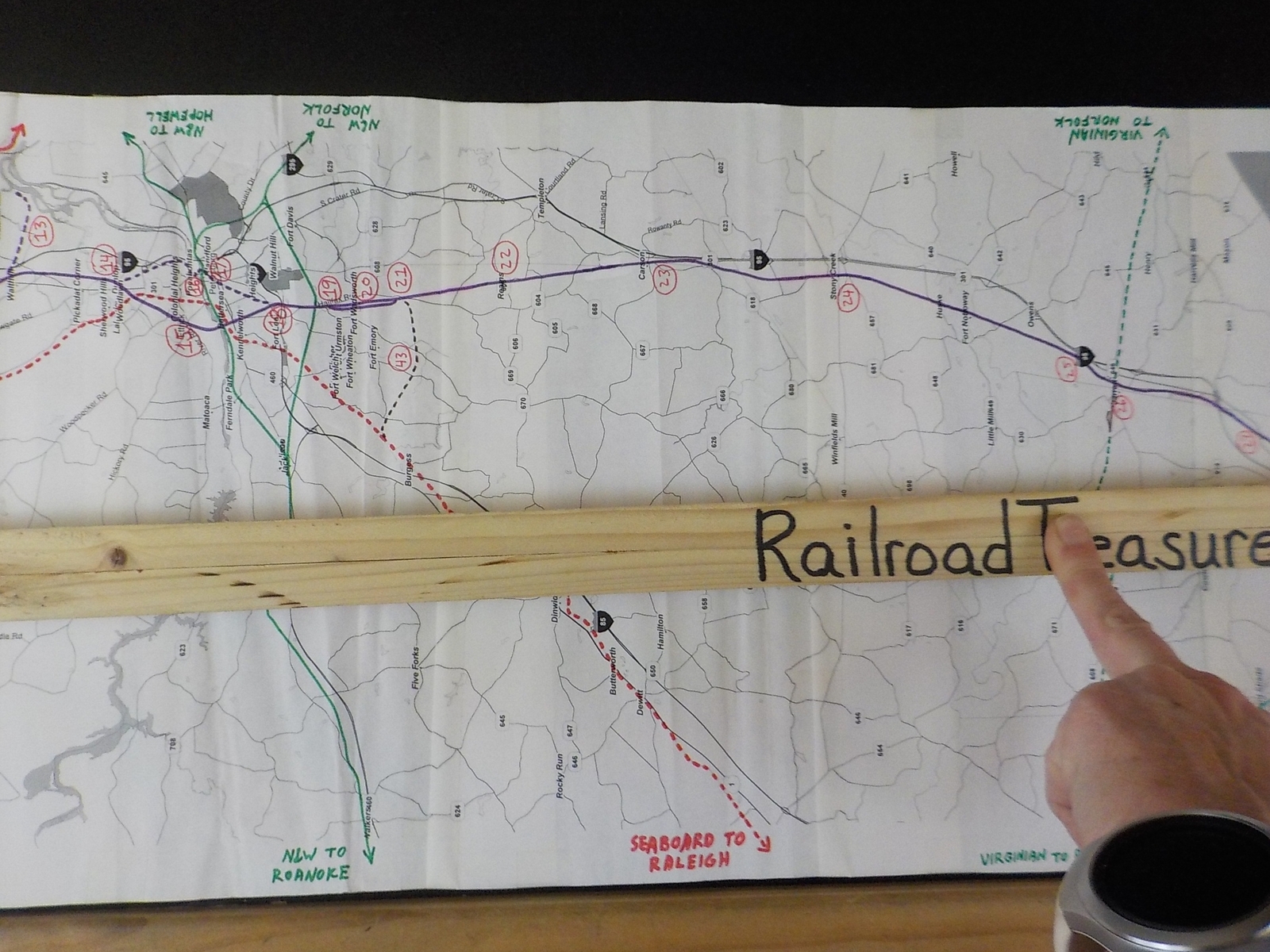 Map Goldsboro / Rocky Mount / Wilson NC 1995 Rolled N&W Seaboard