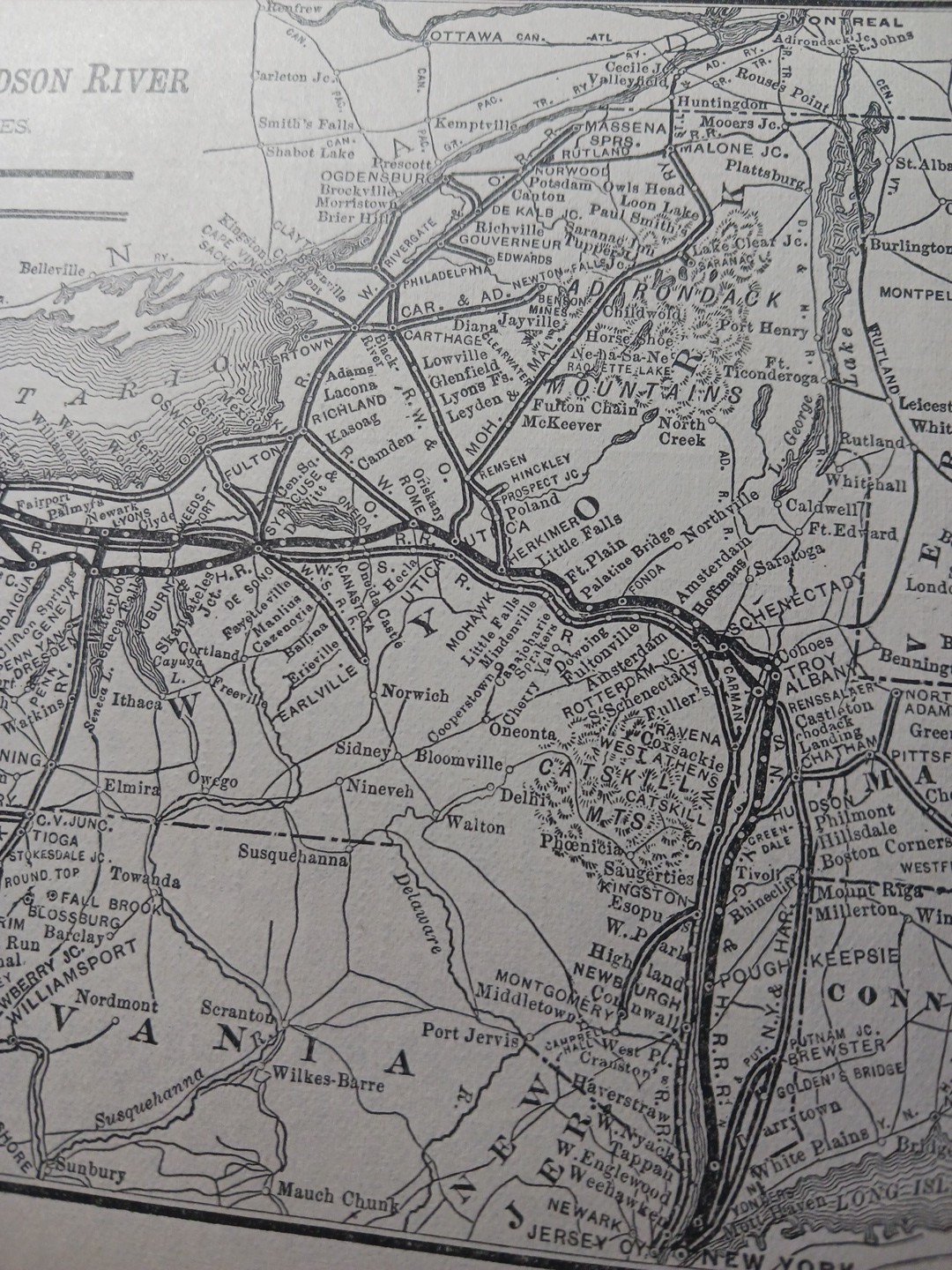 ~1904 Vintage Railway Map NEW YORK CENTRAL & HUDSON RIVER RAILROAD All Routes NY