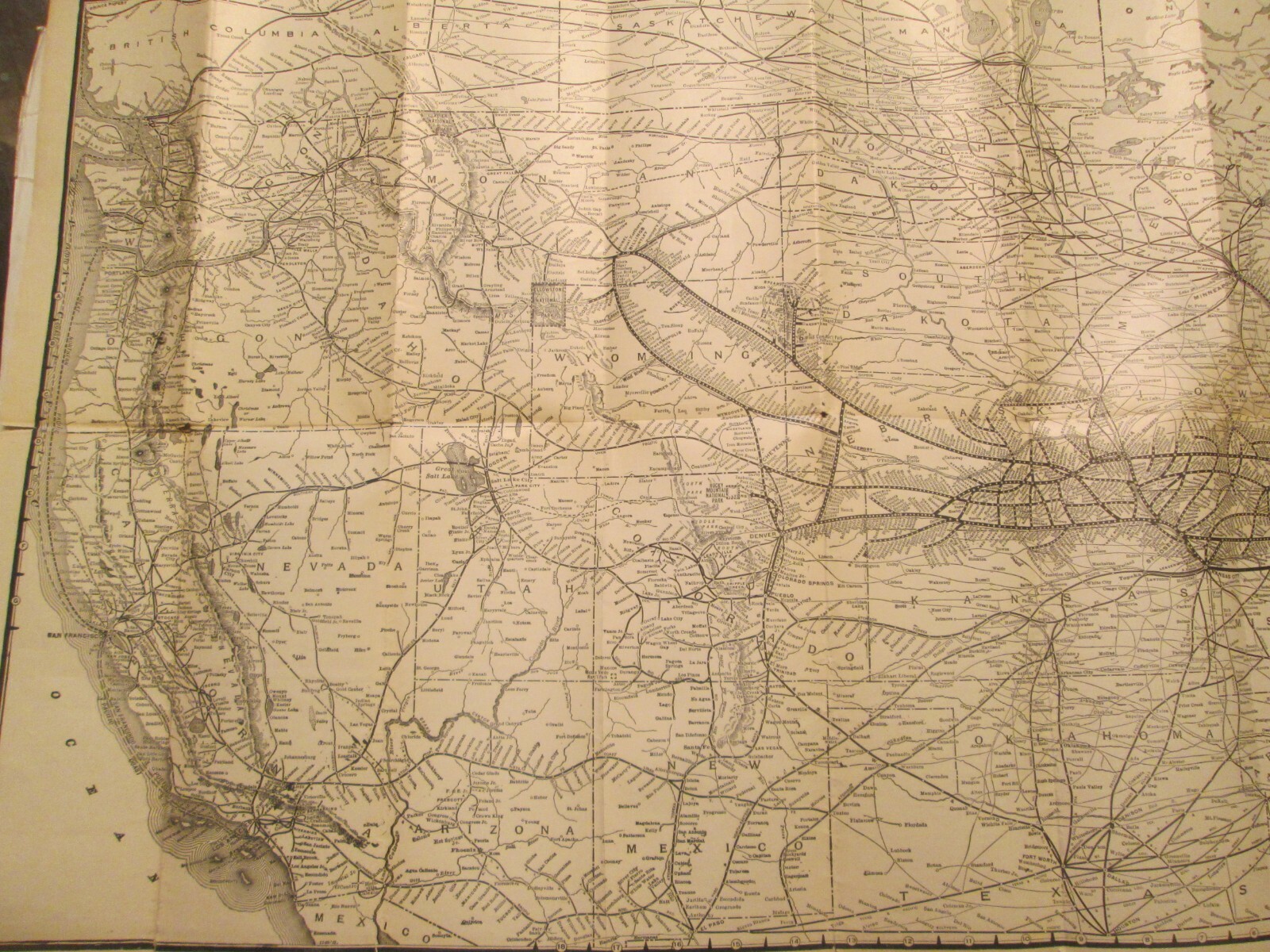 Burlington Route Map of the United States circa 1920