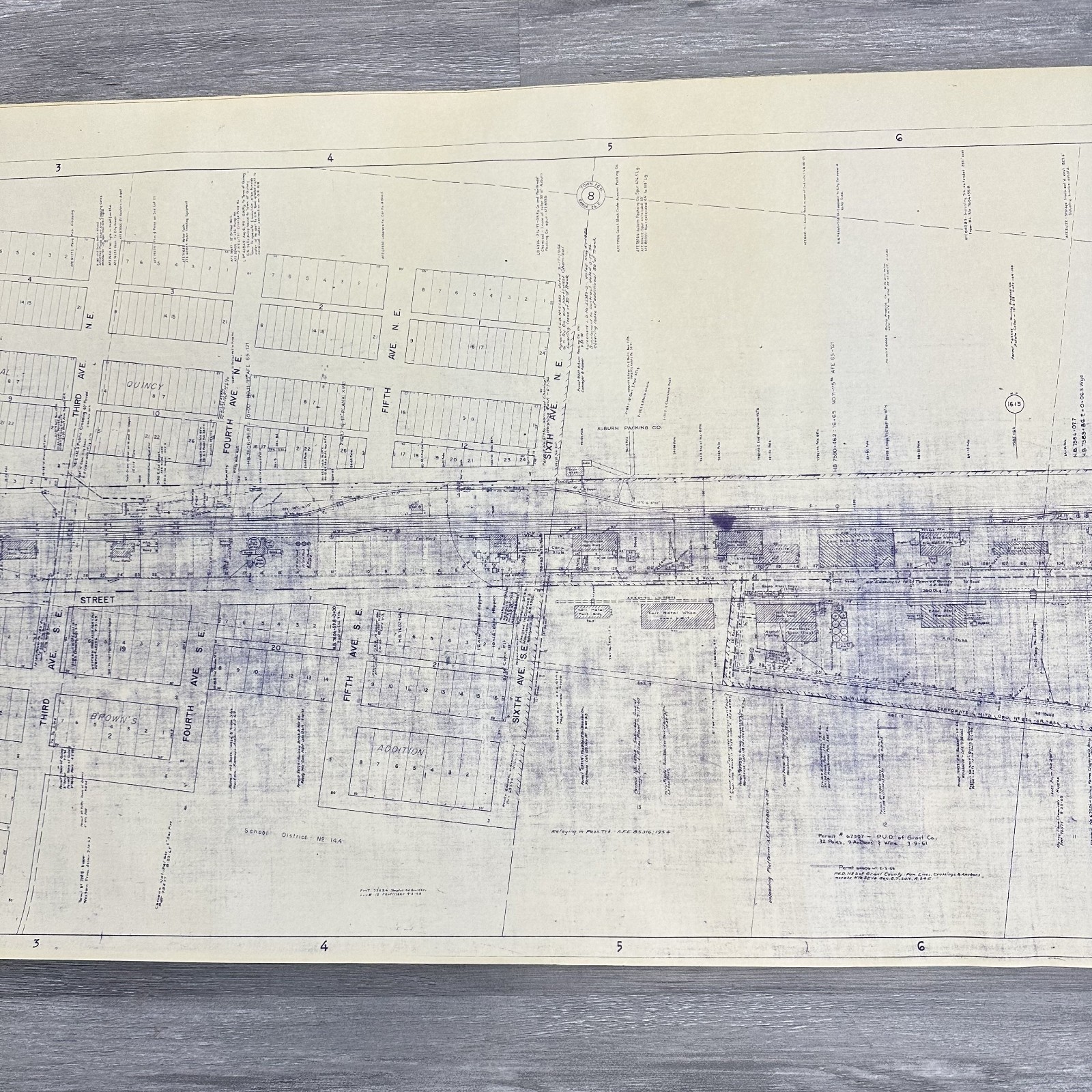 1954 Great Northern Railway Map Quincy Washington WA Blueprint Copy 84” x 24”