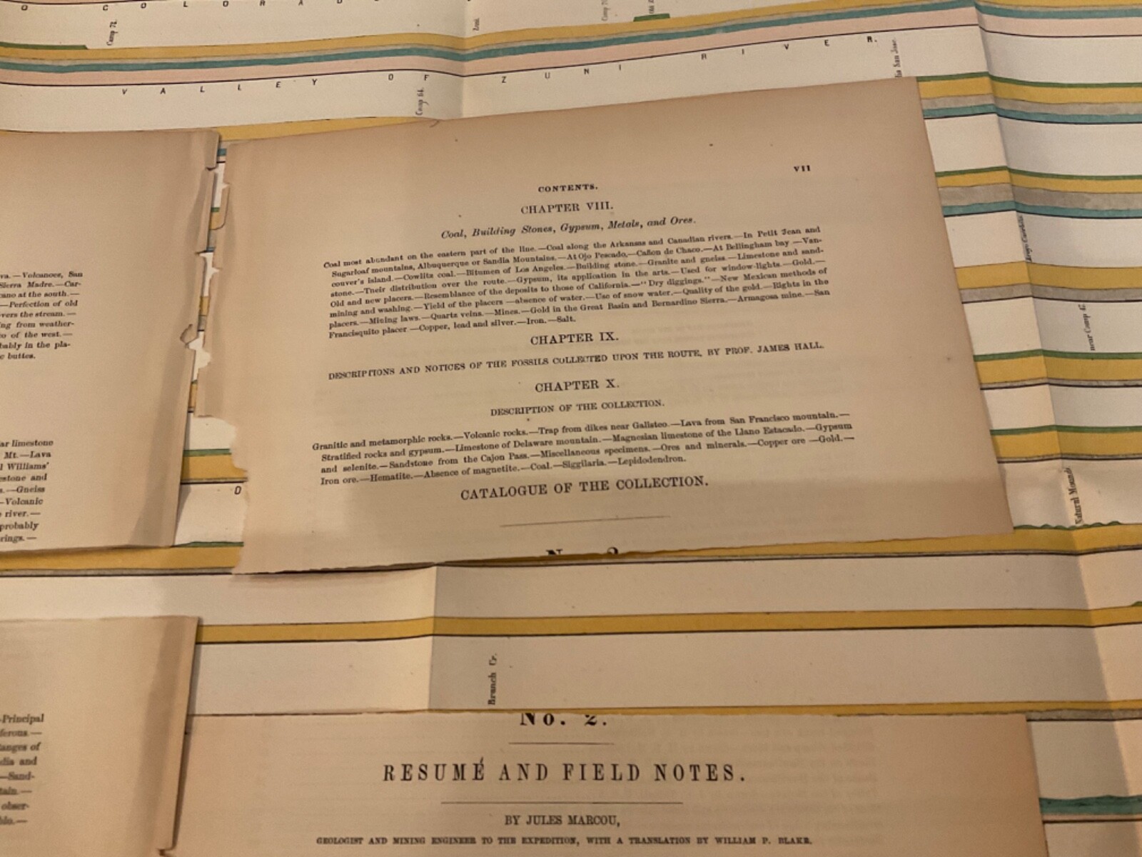 US ARMY TRANSCONTINENTAL 1855 COLOR CHART ROUTE TO YHE PACIFIC DETAILED 1855