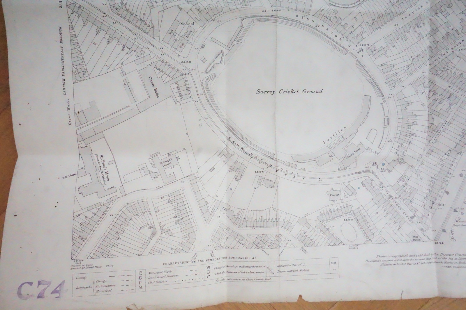1896 Kennington Oval Cricket Ground London Railway OS Railway Map *