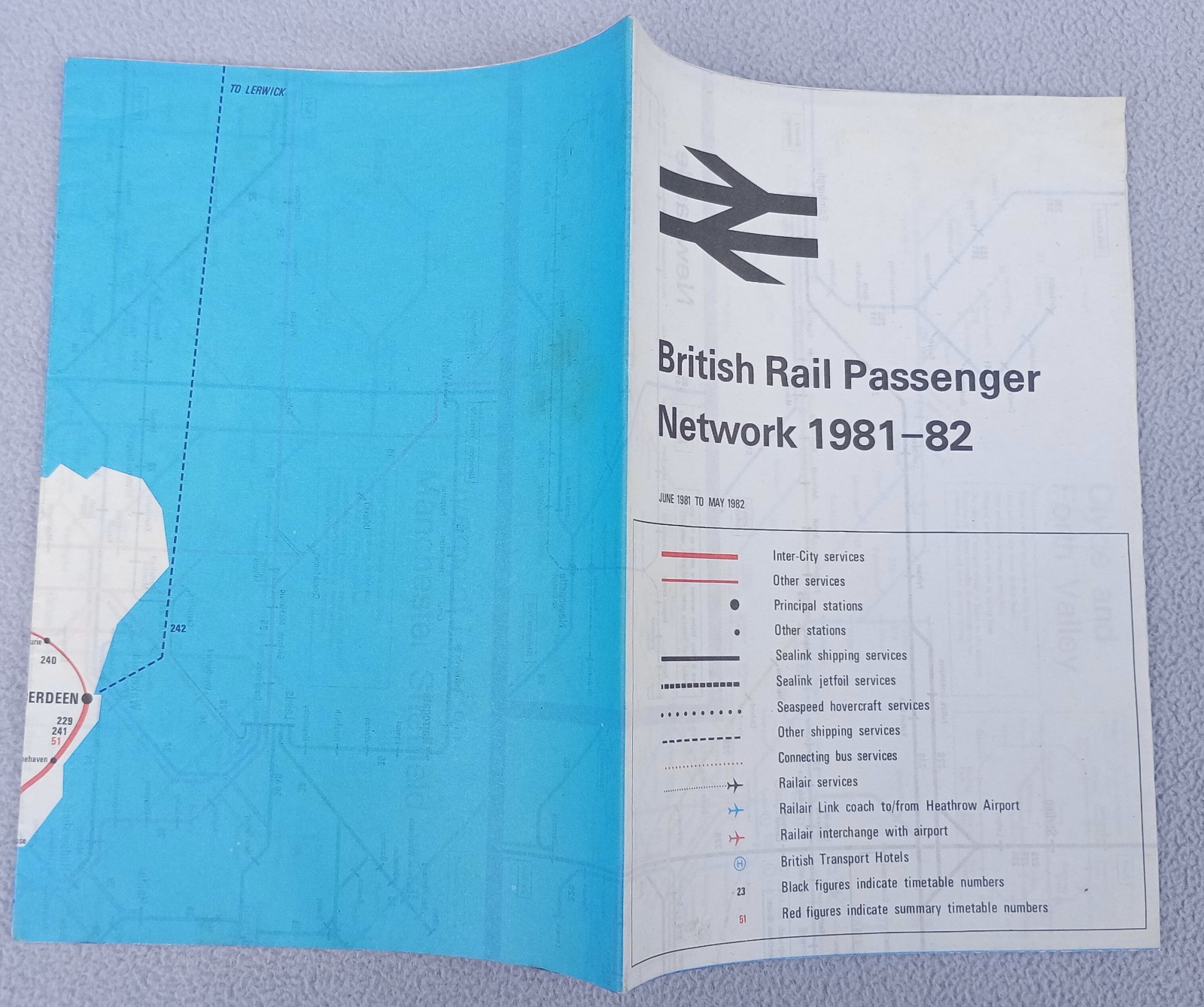 BRITISH RAIL PASSENGER NETWORK MAP 1981 – 82 CLEAN AND CRISP COPY Trains Railway