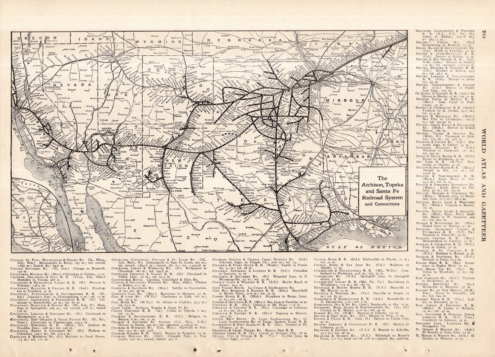 1924 Antique ATCHISON Topeka SANTA FE RAILROAD Map Vintage RAILWAY Map 2925