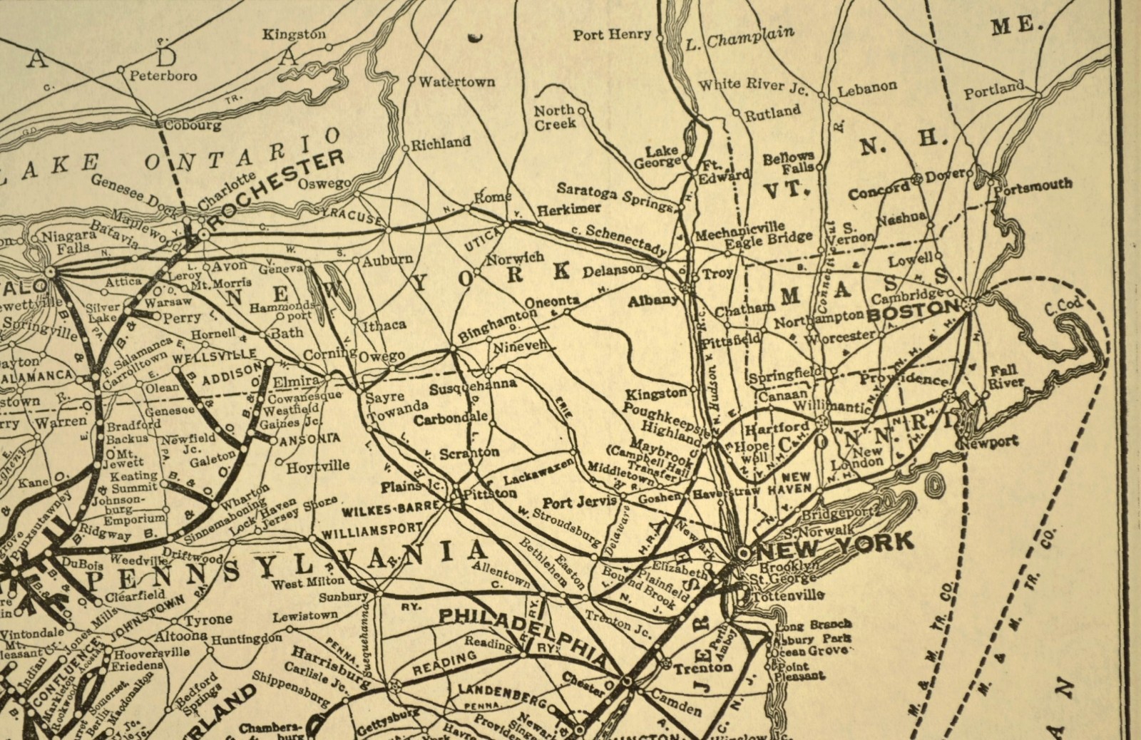 Vintage B & O Railroad Map Baltimore and Ohio RR ca 1940 Original East West