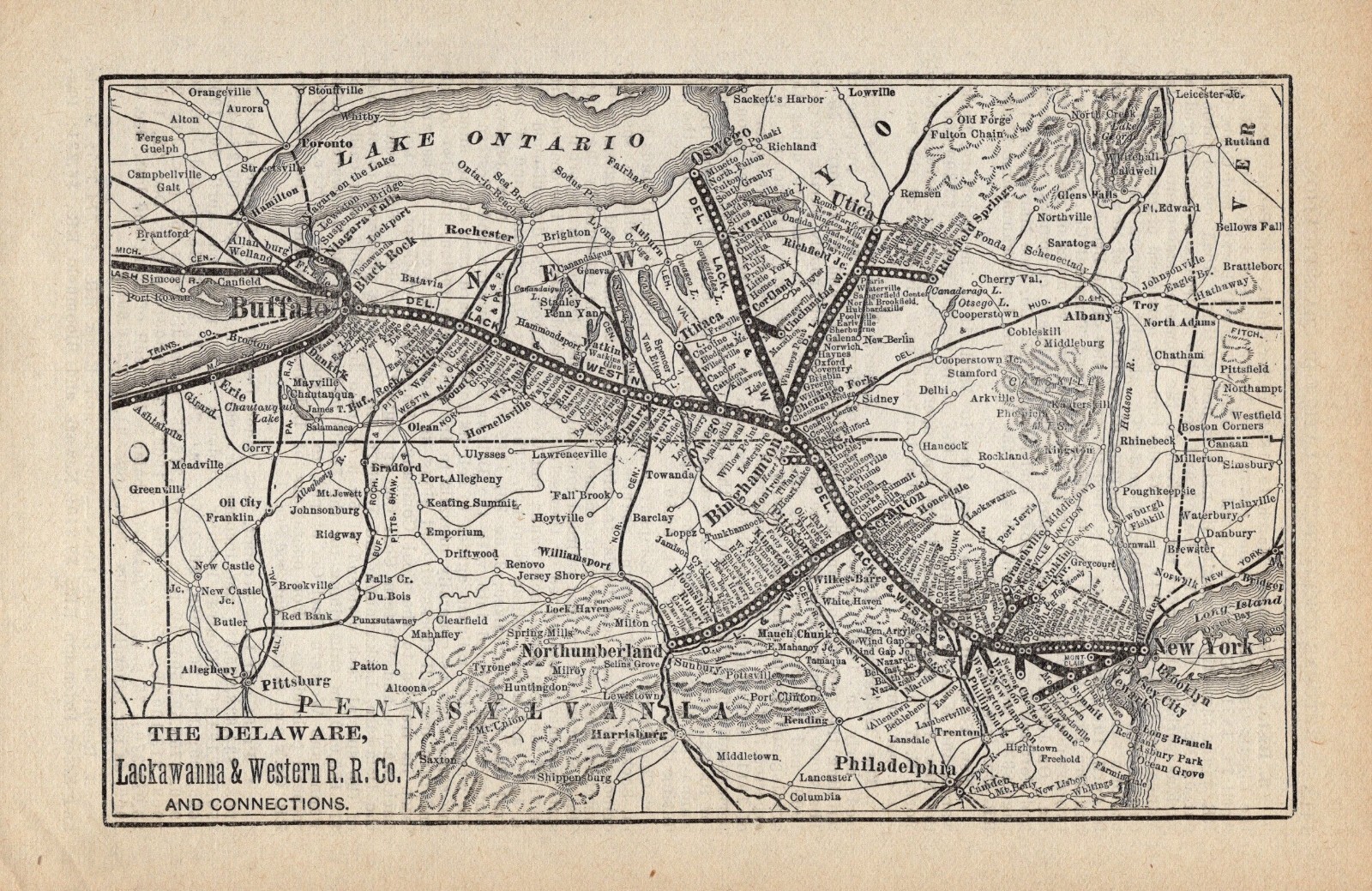 1910 Delaware Lackawanna & Western Railroad Map Vintage Railway Map 2085