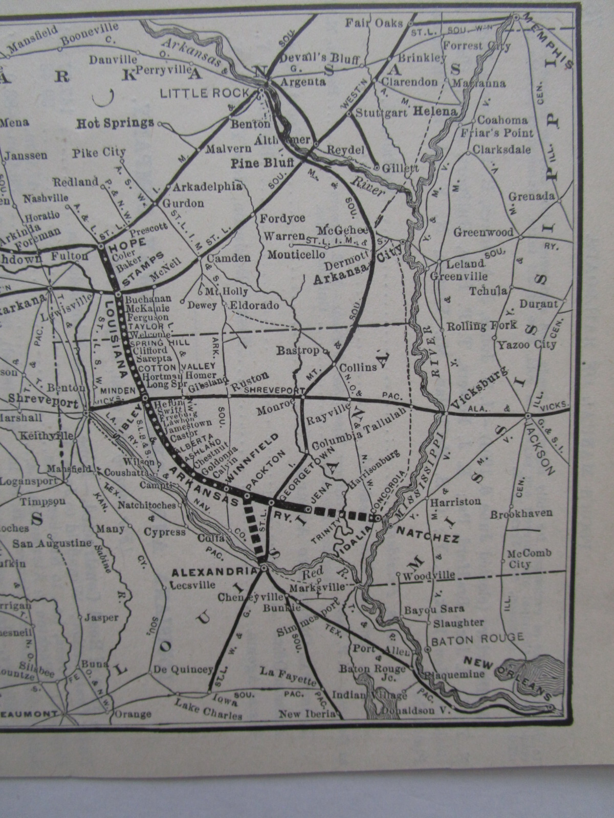 Antique 1904 LOUISIANA & ARKANSAS Railway System Map from 19O4 Poor’s INDIAN TER