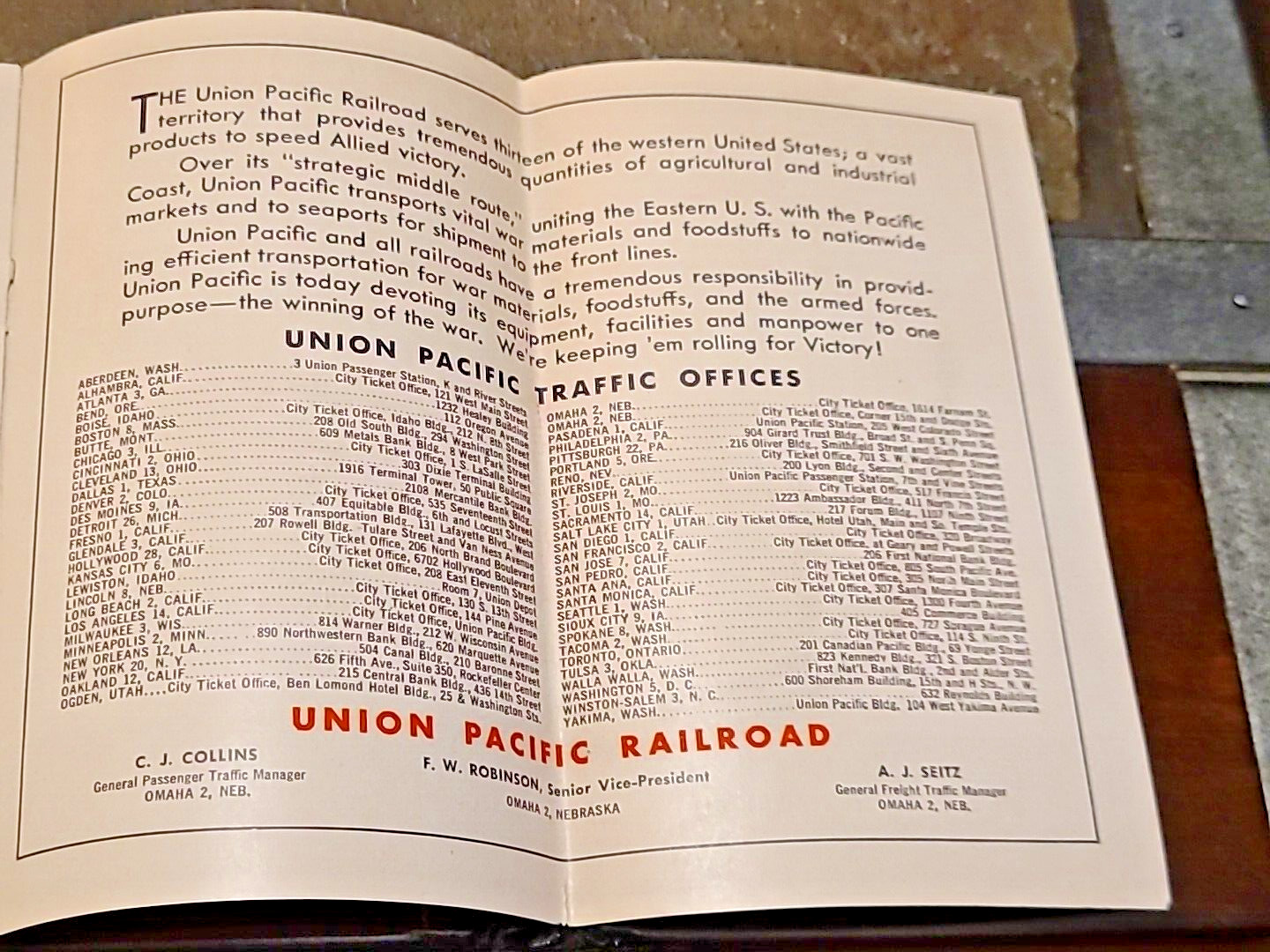 Union Pacific Railroad Pocket Atlas of the World WWII Era