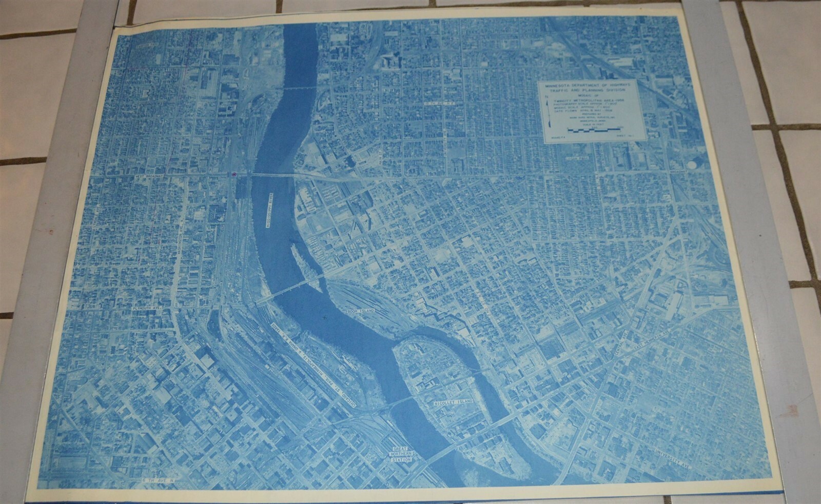 1958 Minnesota Hwy Dept Minneapolis Map North & NE Omaha Railroad Yards other RR