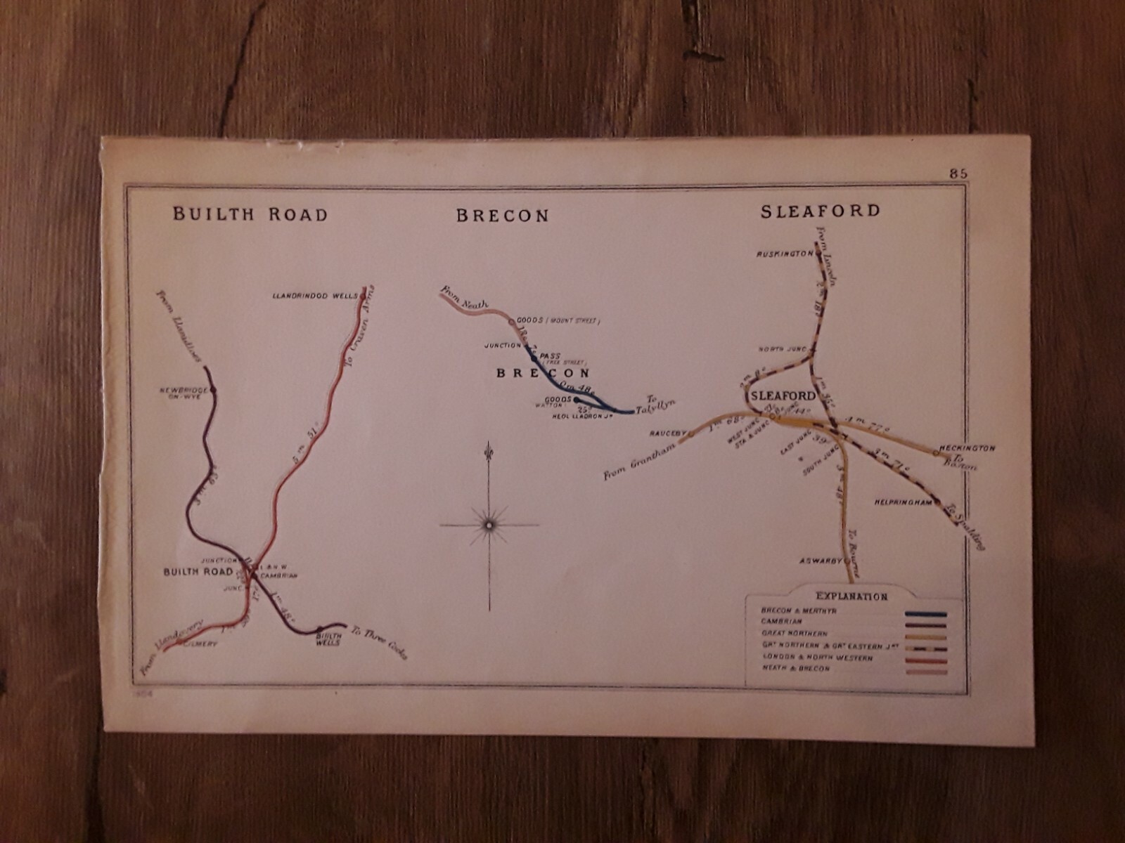 Sleaford, Builth Rd & Brecon – Railway Clearing House Map 1904