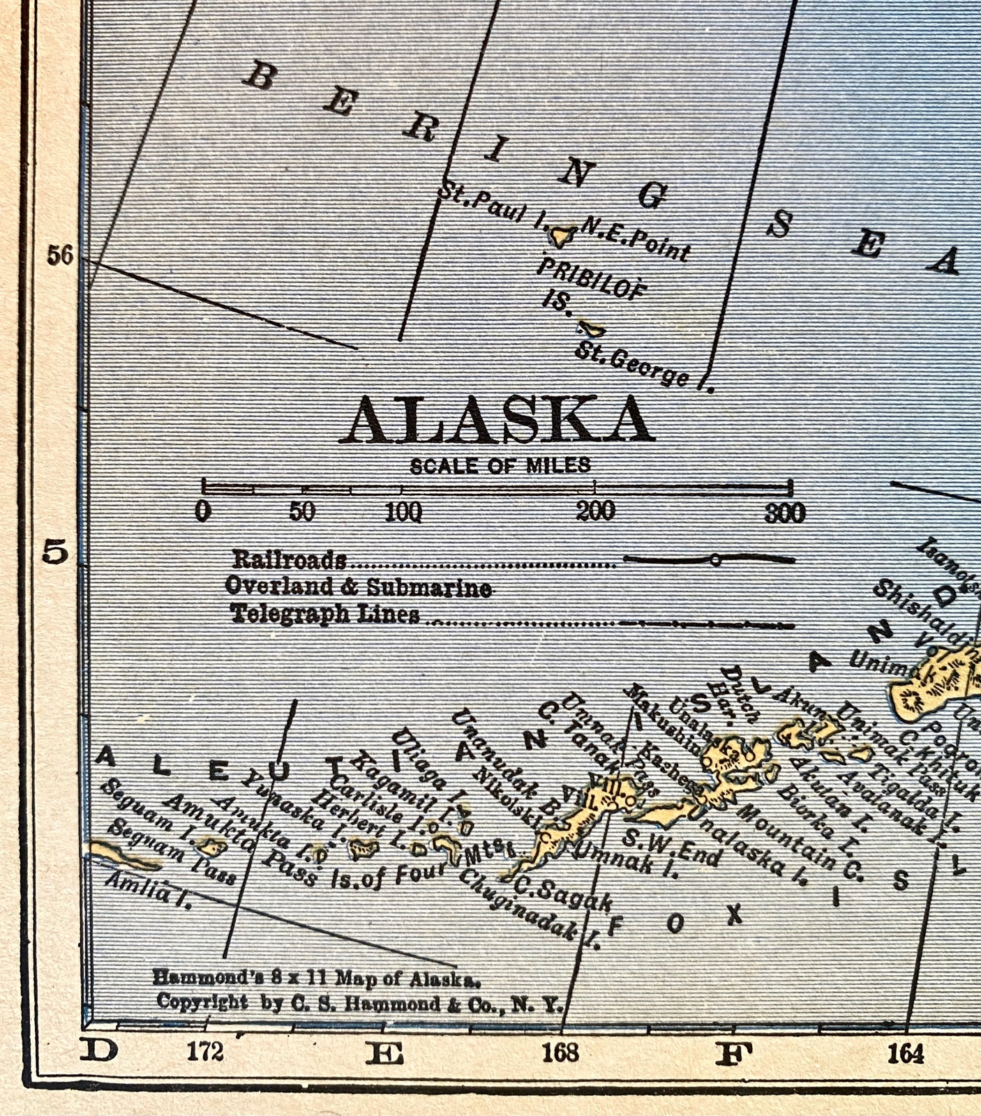 ALASKA, HAWAII & US VIRGIN ISLANDS 1935 County & Railroad Maps. Hammond 9×12″