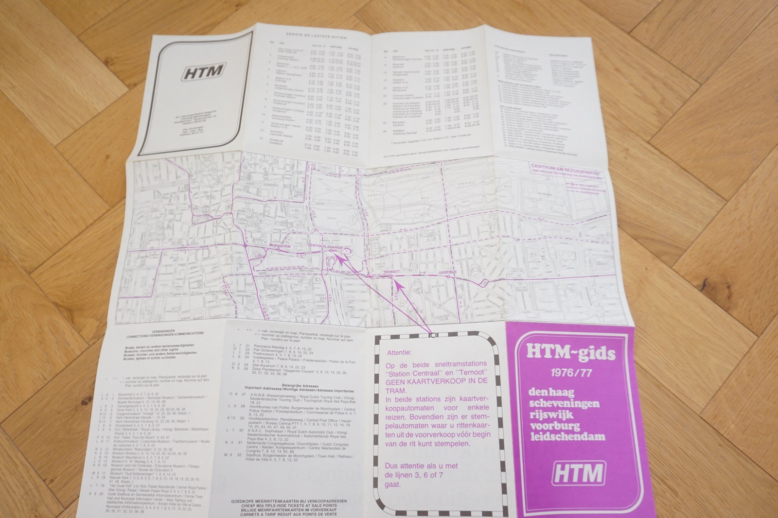 1976 HTM Netherlands Railway Bus Tram Route Map