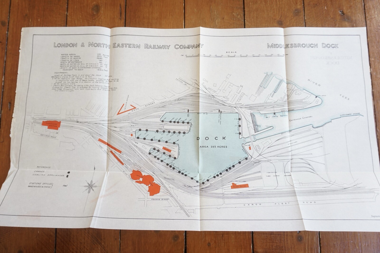 1934 LNER Middlesborough Docks Railway Plan Map